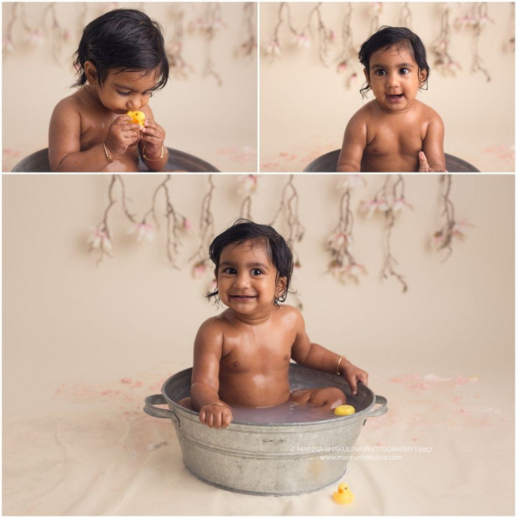 Fotografa di bambini a Verona- cakesmash bagno nella tinozza