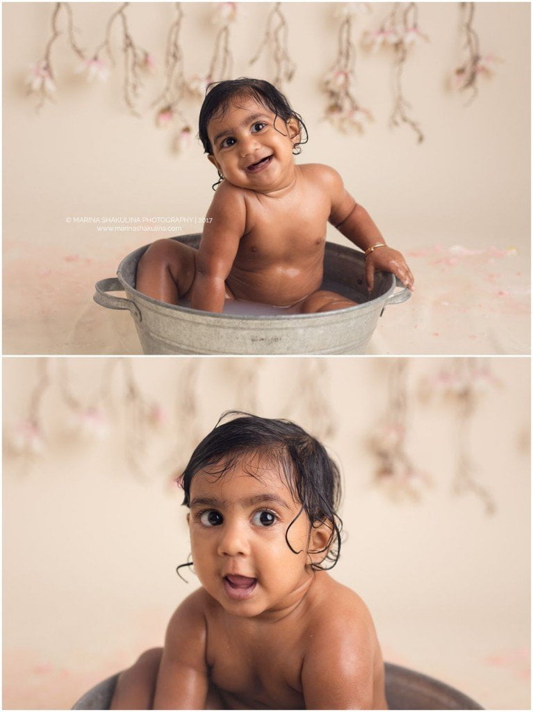 Fotografa di bambini a Verona- cakesmash bagnetto bimba felice e pulita