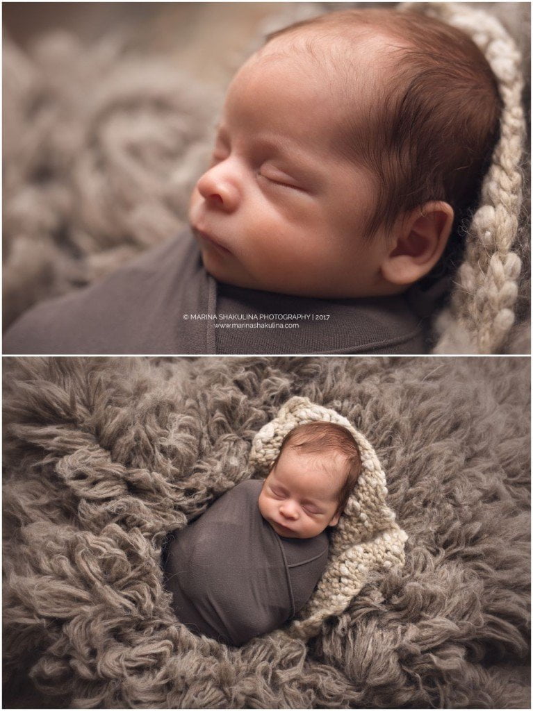 Fotografa newborn a Verona - newborn in grigio