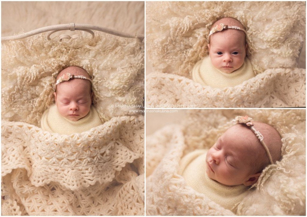 Fotografa newborn a Verona - in bianco sul lettino