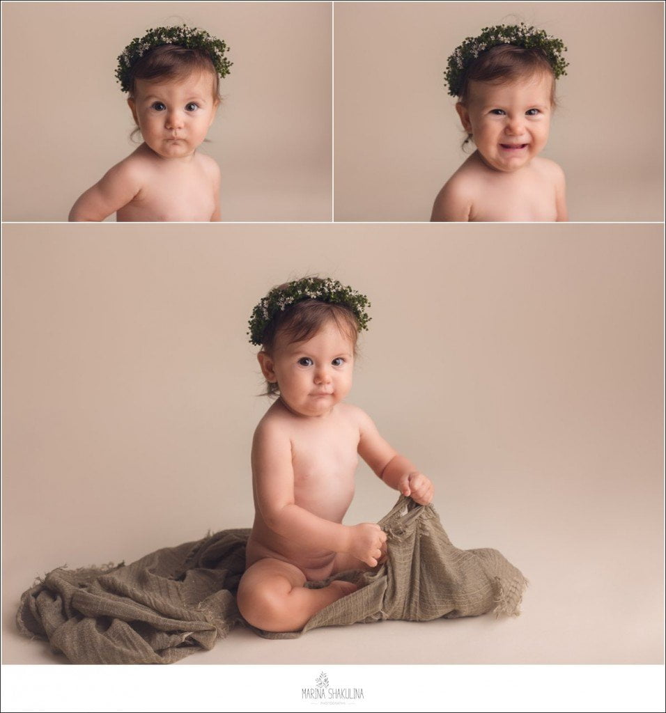 Servizio fotografico bambini a Verona - coroncina e telo verde