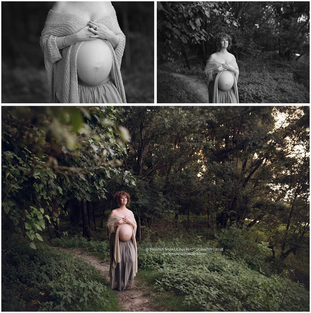 Servizio fotografico di Gravidanza a Verona - magnifico pancione nella foresta