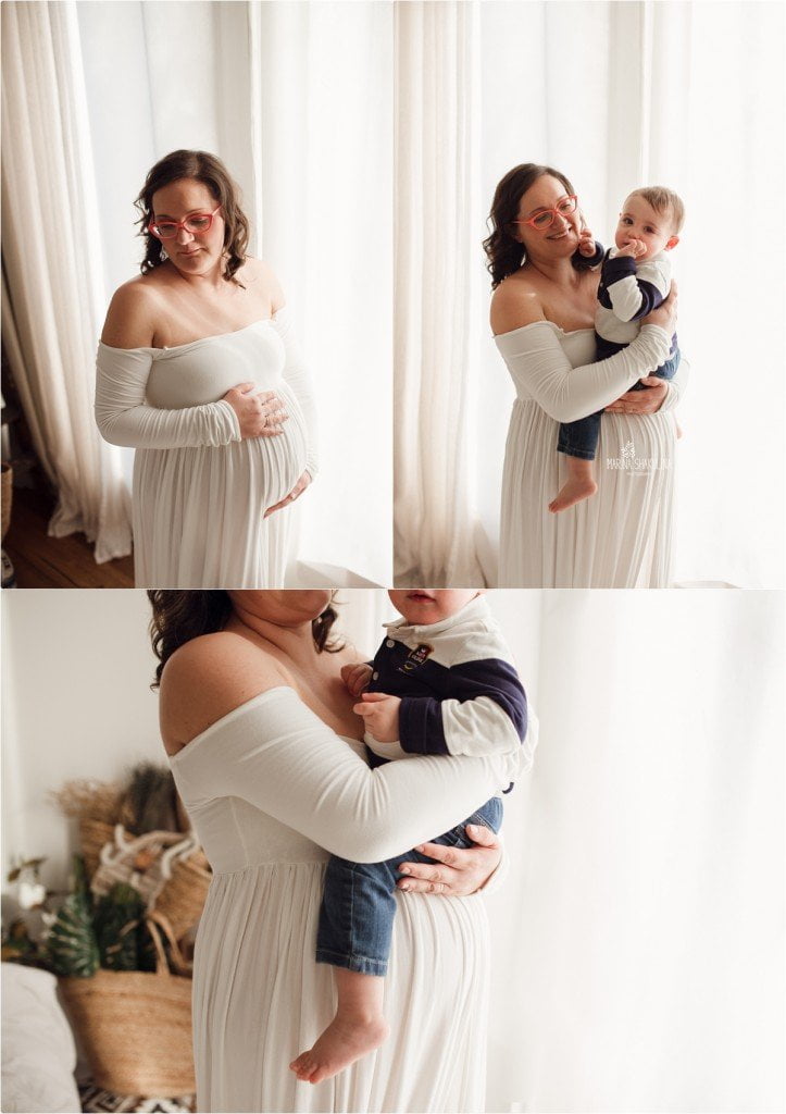 book fotografico gravidanza - Ilaria in bianco con fratellino