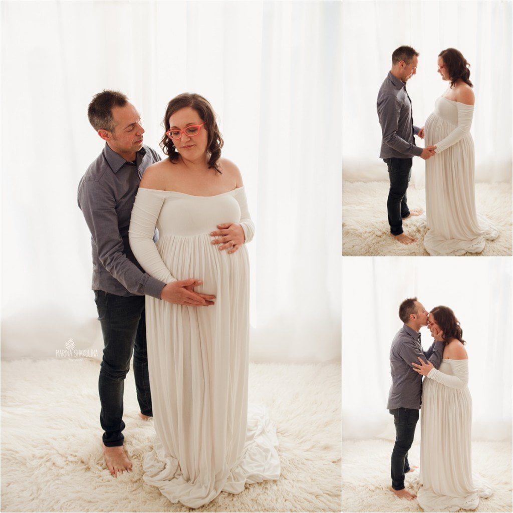 book fotografico gravidanza - Ilaria in bianco con papà