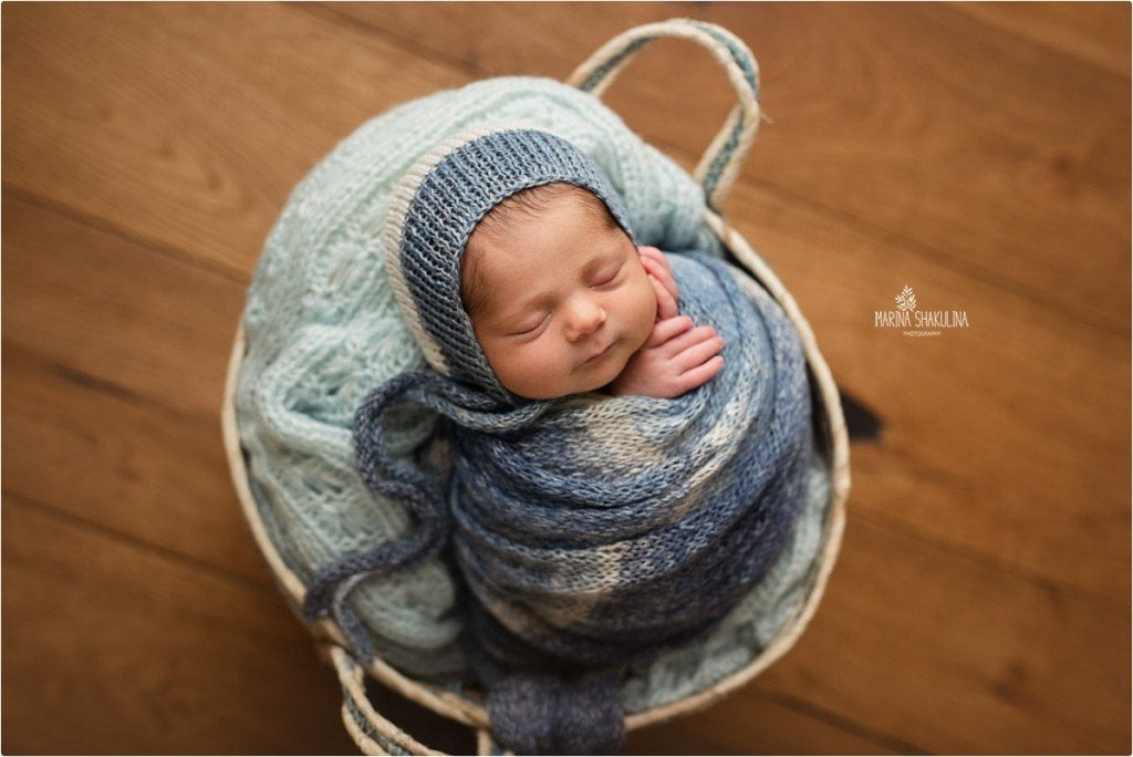 foto neonato a Verona - in azzurro nella cesta