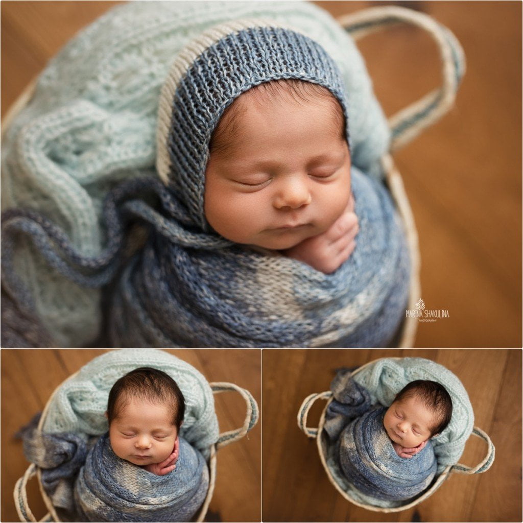 foto neonato a Verona - in azzurro nella cesta