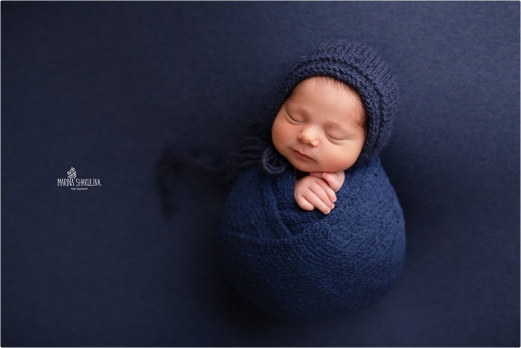foto neonato a Verona - blue wrap
