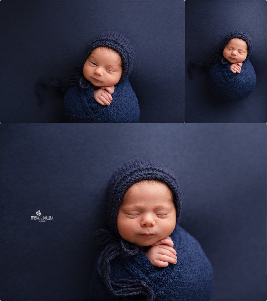 foto neonato a Verona - fasciato in blue