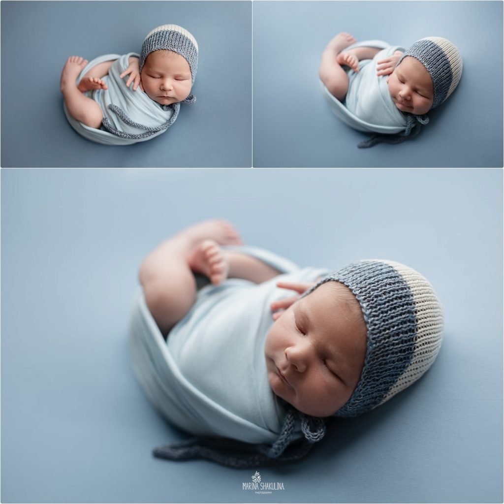 neonato fasciato in azzurro