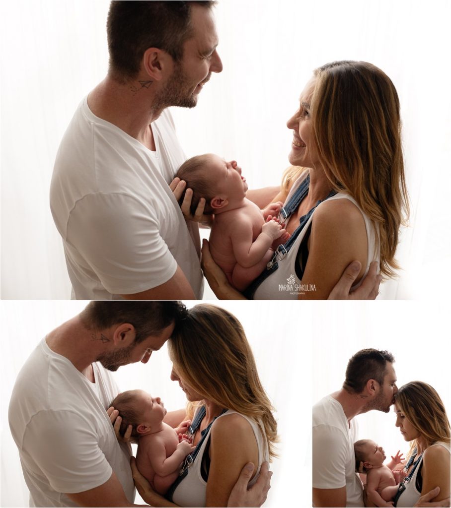 servizio fotografico newborn - mamma papà e bimbo
