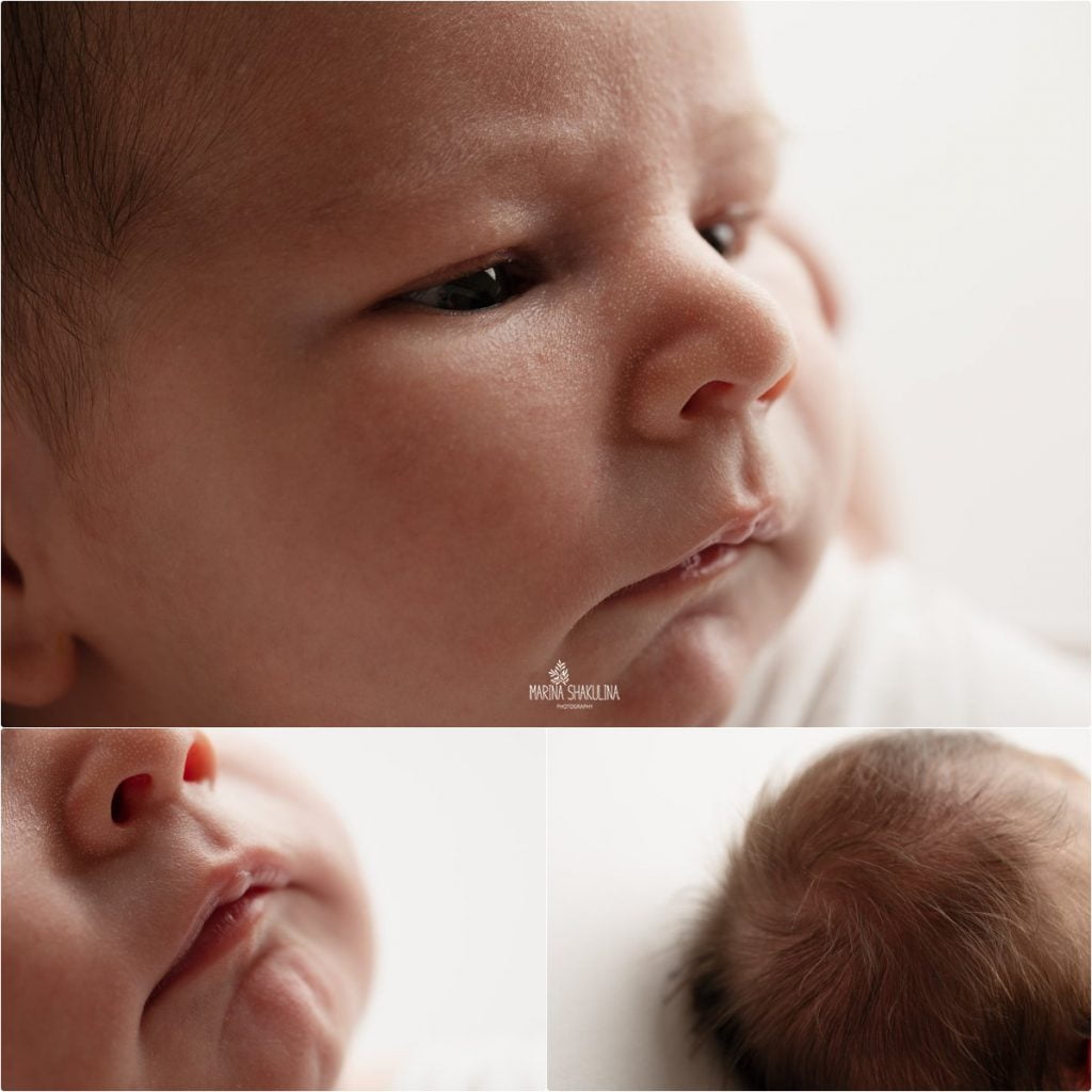 servizio newborn - dettagli viso e capelli