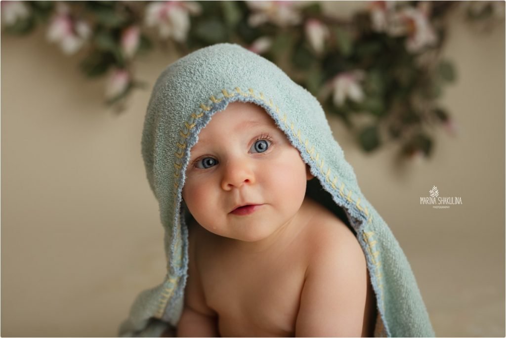 primo piano in asciugamano azzurro