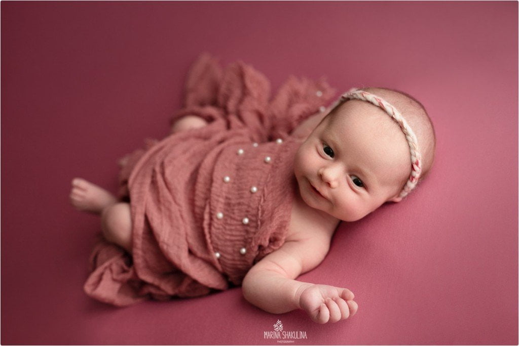 servizio foto neonati a Verona - rosa e perline